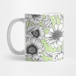 Sunflowers Line Art Pattern Mug